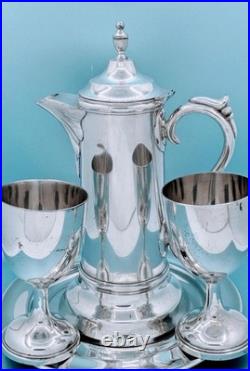 Victorian Rogers & Smith Quadruple Silver Plate Wine Decanter Under Plate Goblet