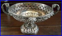 Victorian Ruffled Glass Bride Basket Bowl, Rogers&Bro Silver Pedestal Centerpiece