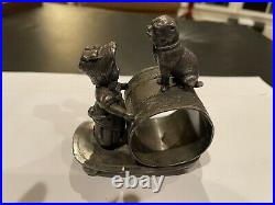 Victorian Silver Plated Napkin Ring Young Girl LookIng At A Dog F B. Rogers #244