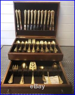 Vintage 1847 66 Piece Rogers Bros Gold Plated Flatware Set In Box