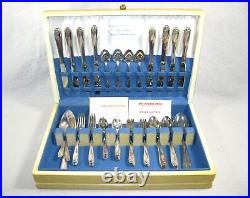 Vintage 1847 ROGERS BROS. Daffodil Service for 8 Silverware Set with Wooden Box