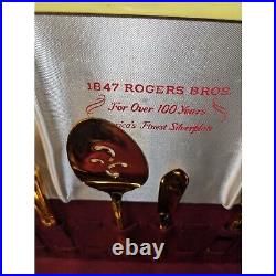 Vintage 1847 ROGERS BROS Gold Plate Flatware Set 48 Pc In Wooden Box