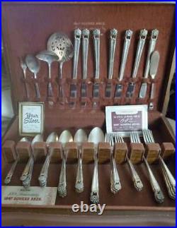Vintage 1847 ROGERS BROS Silverplate Flatware Set 48 Pc In Wooden Box
