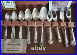 Vintage 1847 ROGERS BROS Silverplate Flatware Set 48 Pc In Wooden Box