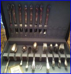 Vintage 1847 Rogers Bros Adoration Silverware 8 Pc Place Setting 52 Pcs with Case
