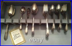 Vintage 1847 Rogers Bros Adoration Silverware 8 Pc Place Setting 52 Pcs with Case