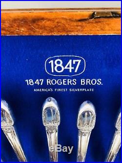 Vintage 1847 Rogers Bros First Love Silverware Set With Chest 79 Pieses Total