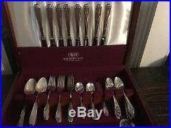 Vintage 1847 Rogers Bros IS Daffodil 53 Piece Silverware Set with Chest