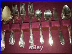Vintage 1847 Rogers Bros IS Daffodil 53 Piece Silverware Set with Chest