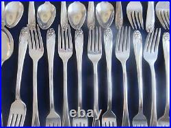 Vintage 1847 Rogers Bros IS Daffodil 62 pcs. Inlaid Silverplate Flatware Serving