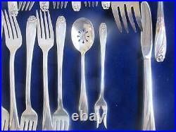 Vintage 1847 Rogers Bros IS Daffodil 62 pcs. Inlaid Silverplate Flatware Serving