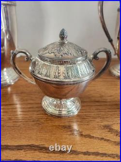 Vintage 1847 Rogers Bros Marquise Silver Plated Coffee/Tea, Water, creamer sugar