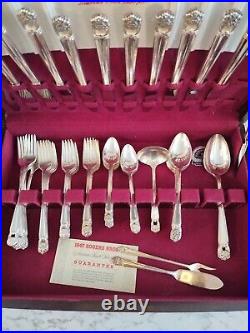 Vintage 1847 Rogers Bros Silver Plate Eternally Yours 66 Pc Flatware in Wood Box