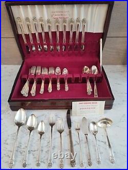 Vintage 1847 Rogers Bros Silver Plate Eternally Yours 66 Pc Flatware in Wood Box