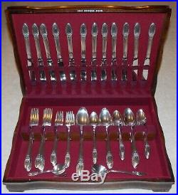 Vintage 1847 Rogers Bros Silver Plate Flatware FIRST LOVE with Box Service for 12