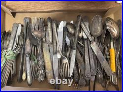 Vintage 1847 Rogers Bros. Silver-plated 145 Piece Flatware Spoons Butter Knives