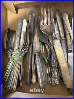 Vintage 1847 Rogers Bros. Silver-plated 145 Piece Flatware Spoons Butter Knives