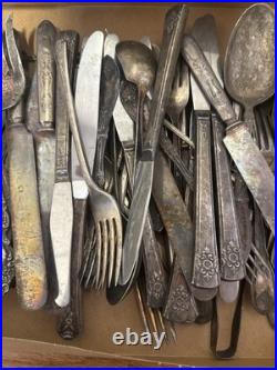 Vintage 1847 Rogers Bros. Silver-plated 145 Piece Flatware Spoons Butter Knives