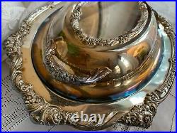Vintage 1847 Rogers Bros Silverplate HERITAGE 9412 DOUBLE VEGETABLE Dish Bowl