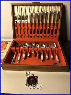 Vintage 1847 Rogers Bros Silverware Set 49 Pieces with Storage Box (Sectional)