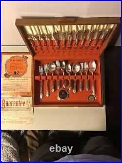 Vintage 1847 Rogers Bros Silverware Set 49 Pieces with Storage Box (Sectional)