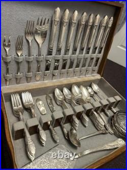 Vintage 1847 Rogers Bros Silverware Set Of 60, With Case(First Love Pattern)