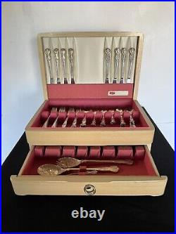 Vintage 1847 Rogers Bros. Silverware Set with Wooden Case 57 Pieces