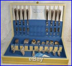 Vintage 1847 Rogers Brothers Daffodil 52 Piece Silver Plate Set with Box