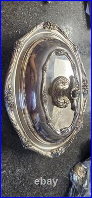 Vintage 1881 Rogers Glenrose Silverplate Covered Double Vegetable Tray Rococo