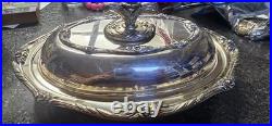 Vintage 1881 Rogers Glenrose Silverplate Covered Double Vegetable Tray Rococo