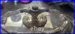 Vintage 1881 Rogers Glenrose Silverplate Covered Double Vegetable Tray Rococo