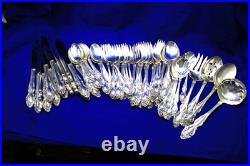 Vintage 1881 Rogers Oneida Baroque Rose Silverplate Flatware Set 78 pcs