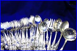 Vintage 1881 Rogers Oneida Baroque Rose Silverplate Flatware Set 78 pcs