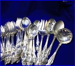 Vintage 1881 Rogers Oneida Baroque Rose Silverplate Flatware Set 78 pcs