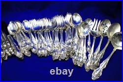 Vintage 1881 Rogers Oneida Baroque Rose Silverplate Flatware Set 78 pcs
