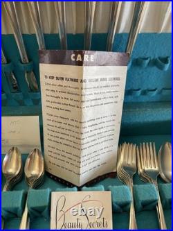 Vintage 1881 Rogers Oneida Flatware Plantation Silverware 50 Piece in Box 1948