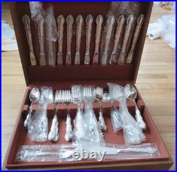 Vintage 1881 Rogers Oneida Flirtation Silverplate 80pc Flatware Set -Box, Papers