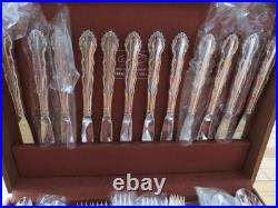 Vintage 1881 Rogers Oneida Flirtation Silverplate 80pc Flatware Set -Box, Papers