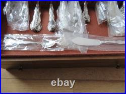 Vintage 1881 Rogers Oneida Flirtation Silverplate 80pc Flatware Set -Box, Papers