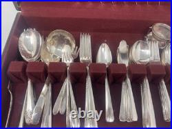 Vintage 1881 Rogers Oneida Melody Silverplate 72 Pc Flatware Set with Chest