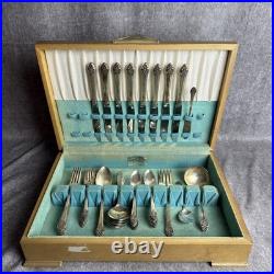 Vintage 1881 Rogers Oneida Plantation Silver plate Flatware 55 Pieces In Box