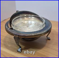 Vintage 1883 F. B. Rogers Silver Co #172 Silver Plate Roll Top Butter Dish