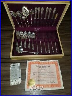 Vintage 1938 WM A Rogers AA Sterling Silver Silverware Set Of 67 Wood Case
