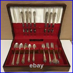 Vintage 1950 Rogers & Bros Starlight Silverplate Silverware 42pc Set With Chest