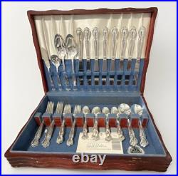 Vintage 1953 Roger Bros Silver Plate Silverware withBox, 52-Pc, Daybreak Pattern