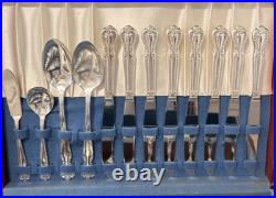 Vintage 1953 Roger Bros Silver Plate Silverware withBox, 52-Pc, Daybreak Pattern