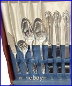 Vintage 1953 Roger Bros Silver Plate Silverware withBox, 52-Pc, Daybreak Pattern