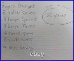 Vintage 1953 Wm Rogers Starlight Pattern Silver Plate Silverware 52 Pc