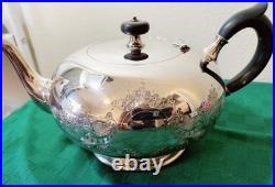 Vintage 4 Pc Coffee Tea Set-1881 Rogers Silver Plate Incised Design RARE EUC