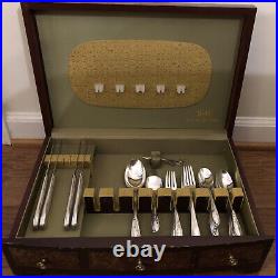Vintage 50 pieces 1847 Rogers Bros Springtime Silverware Set With Wooden Case